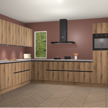 Goud eiken greeploze keuken Harare 75830