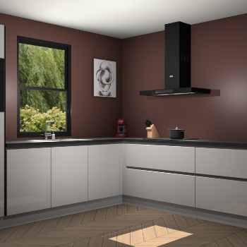 Zijdegrijze hoogglans greeploze keuken Lublin 64807