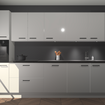 Zijdegrijze hoogglans keuken Wels 61187