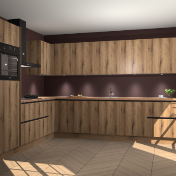 Goud Eiken greeploze keuken Debar 76400