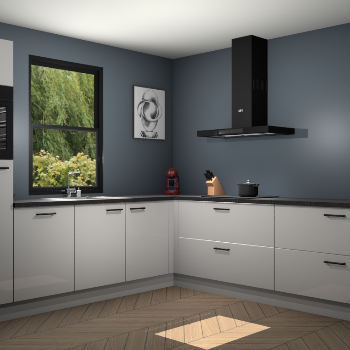 Zijdegrijze hoogglans keuken Lublin 64808