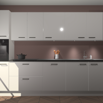 Zijdegrijze hoogglans keuken Wels 61189