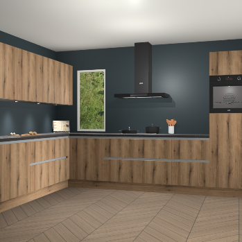 Goud eiken greeploze keuken Harare 75833