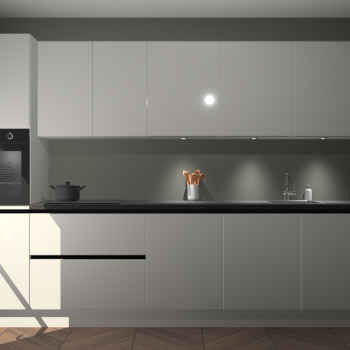 Zijdegrijze hoogglans greeploze keuken Wels 62571