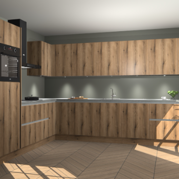 Goud Eiken greeploze keuken Debar 76419