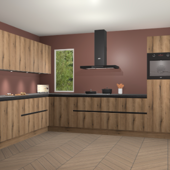 Goud eiken greeploze keuken Harare 75836