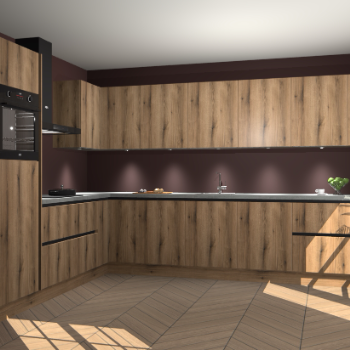 Goud Eiken greeploze keuken Debar 76422