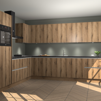 Goud Eiken greeploze keuken Debar 76428