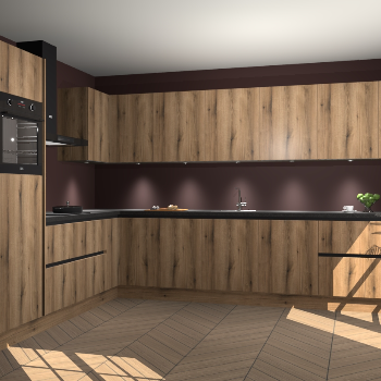 Goud Eiken greeploze keuken Debar 76431