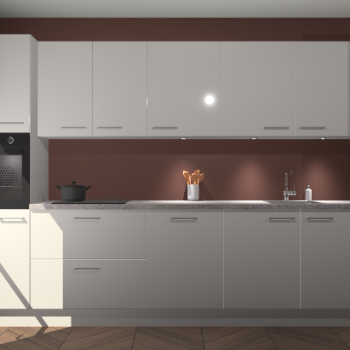 Zijdegrijze hoogglans keuken Wels 61290