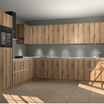 Goud Eiken greeploze keuken Debar 76434