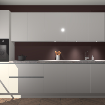 Zijdegrijze hoogglans greeploze keuken Wels 62608