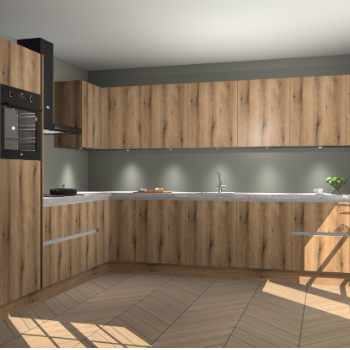 Goud Eiken greeploze keuken Debar 76446