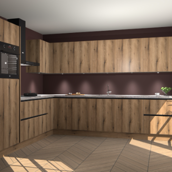 Goud Eiken greeploze keuken Debar 76449