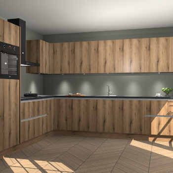 Goud Eiken greeploze keuken Debar 76452