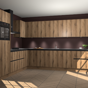 Goud Eiken greeploze keuken Debar 76455