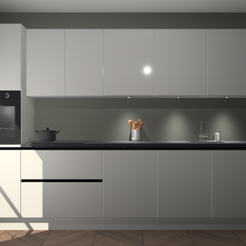 Zijdegrijze hoogglans greeploze keuken Wels 62632