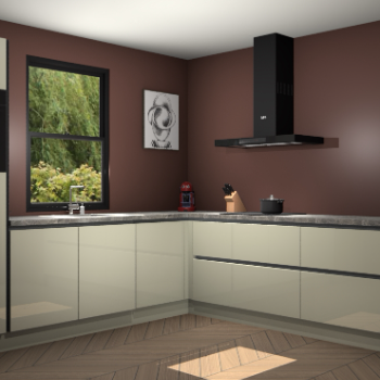 Magnolia hoogglans greeploze keuken Lublin 64838