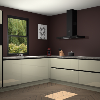 Magnolia hoogglans greeploze keuken Lublin 64842