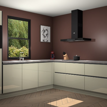 Magnolia hoogglans greeploze keuken Lublin 64875