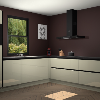 Magnolia hoogglans greeploze keuken Lublin 64898