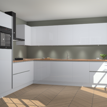 Sneeuwwitte hoogglans greeploze keuken Debar 76711