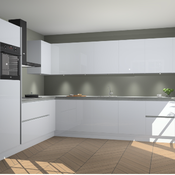 Sneeuwwitte hoogglans greeploze keuken Debar 76797