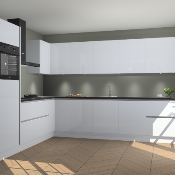 Sneeuwwitte hoogglans greeploze keuken Debar 76803