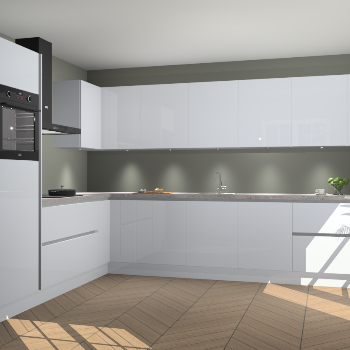 Sneeuwwitte hoogglans greeploze keuken Debar 76815