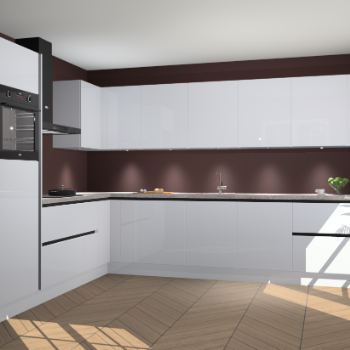 Sneeuwwitte hoogglans greeploze keuken Debar 76818