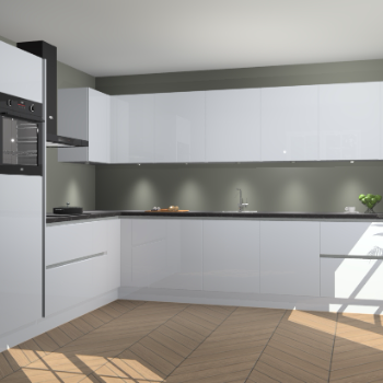 Sneeuwwitte hoogglans greeploze keuken Debar 76821