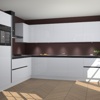 Sneeuwwitte hoogglans greeploze keuken Debar 76824