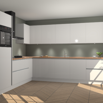 Zijdegrijze hoogglans greeploze keuken Debar 76877