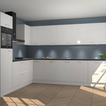 Zijdegrijze hoogglans keuken Debar 76907