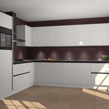 Zijdegrijze hoogglans greeploze keuken Debar 76912