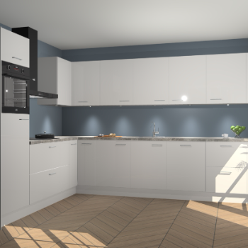 Zijdegrijze hoogglans keuken Debar 76914