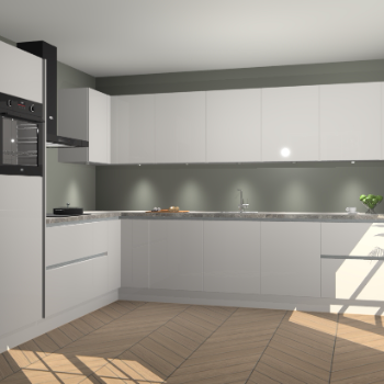 Zijdegrijze hoogglans greeploze keuken Debar 76916