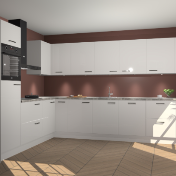 Zijdegrijze hoogglans keuken Debar 76920