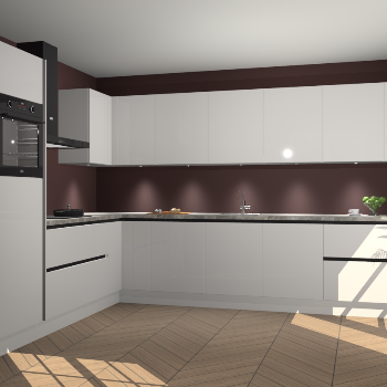 Zijdegrijze hoogglans greeploze keuken Debar 76922