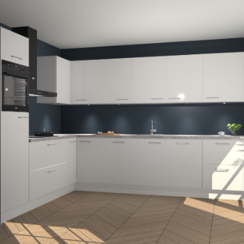 Zijdegrijze hoogglans keuken Debar 76924