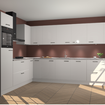 Zijdegrijze hoogglans keuken Debar 76929