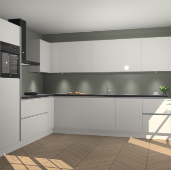 Zijdegrijze hoogglans greeploze keuken Debar 76933