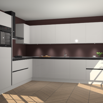 Zijdegrijze hoogglans greeploze keuken Debar 76936