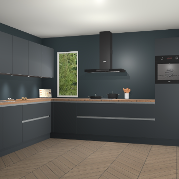 Onyxgrijze greeploze keuken Harare 76761