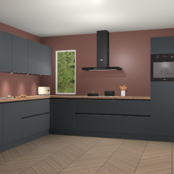 Onyxgrijze greeploze keuken Harare 76764