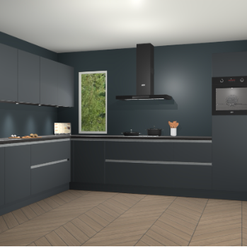 Onyxgrijze greeploze keuken Harare 77132