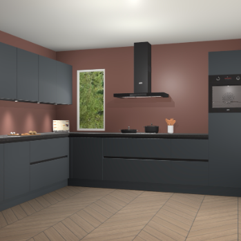 Onyxgrijze greeploze keuken Harare 77135