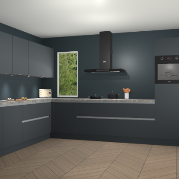 Onyxgrijze greeploze keuken Harare 77138