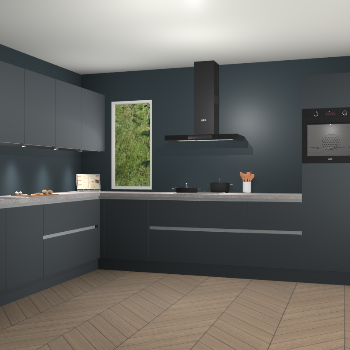 Onyxgrijze greeploze keuken Harare 77144