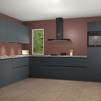 Onyxgrijze greeploze keuken Harare 77141